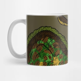 dinosaur, green dino illustration. angry rex. Mug